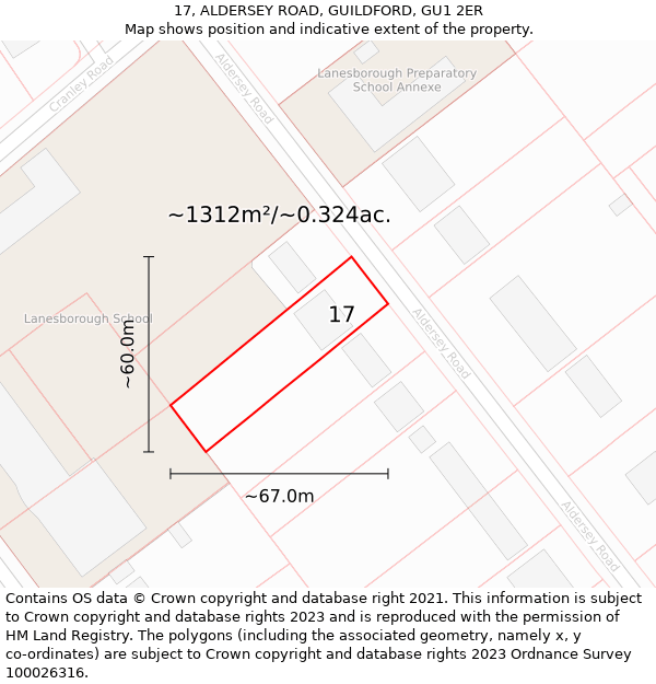 17, ALDERSEY ROAD, GUILDFORD, GU1 2ER: Plot and title map