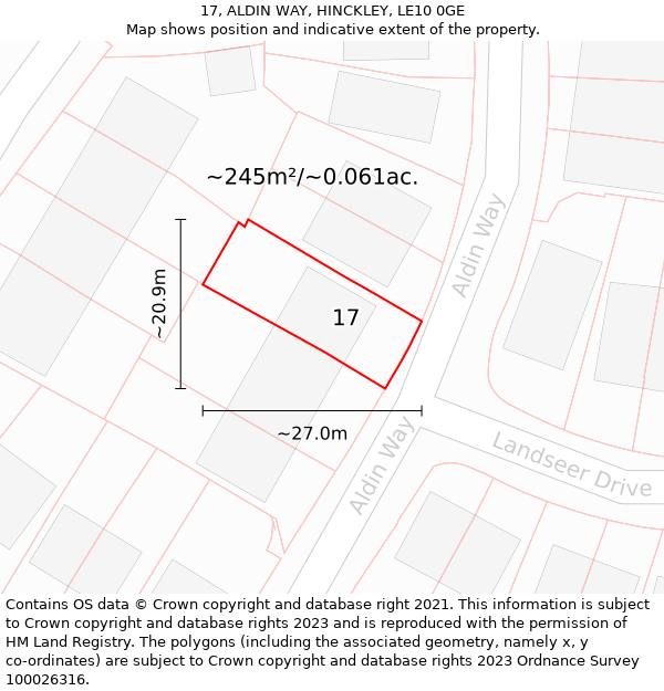 17, ALDIN WAY, HINCKLEY, LE10 0GE: Plot and title map