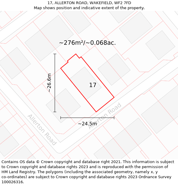 17, ALLERTON ROAD, WAKEFIELD, WF2 7FD: Plot and title map