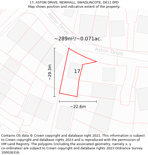 17, ASTON DRIVE, NEWHALL, SWADLINCOTE, DE11 0PD: Plot and title map