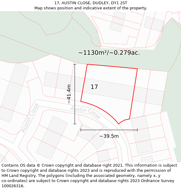 17, AUSTIN CLOSE, DUDLEY, DY1 2ST: Plot and title map