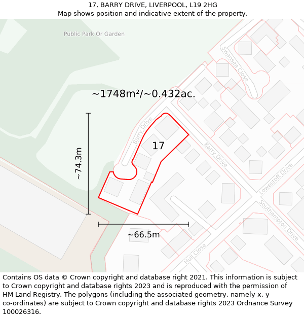 17, BARRY DRIVE, LIVERPOOL, L19 2HG: Plot and title map