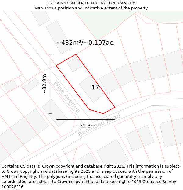 17, BENMEAD ROAD, KIDLINGTON, OX5 2DA: Plot and title map