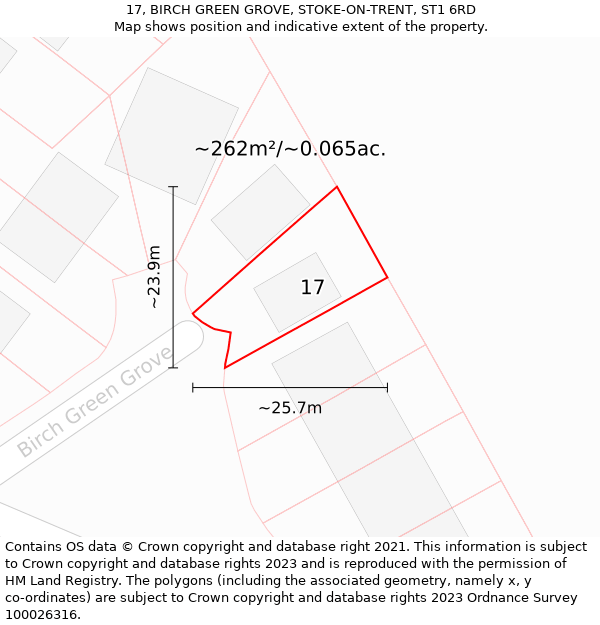 17, BIRCH GREEN GROVE, STOKE-ON-TRENT, ST1 6RD: Plot and title map