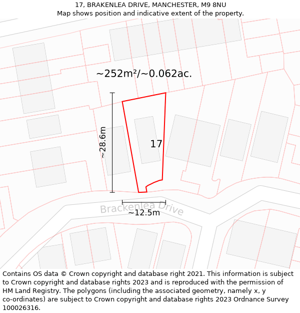 17, BRAKENLEA DRIVE, MANCHESTER, M9 8NU: Plot and title map