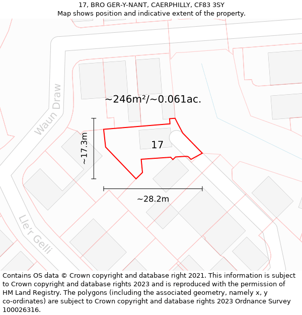 17, BRO GER-Y-NANT, CAERPHILLY, CF83 3SY: Plot and title map