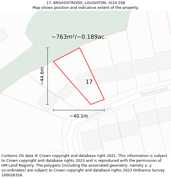 17, BROADSTROOD, LOUGHTON, IG10 2SB: Plot and title map