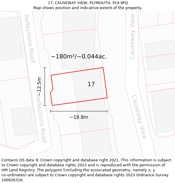 17, CAUSEWAY VIEW, PLYMOUTH, PL9 9FQ: Plot and title map