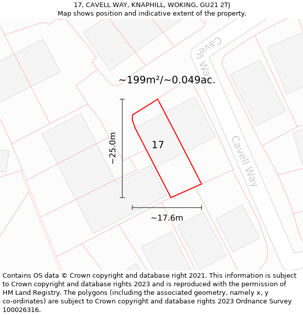 17, CAVELL WAY, KNAPHILL, WOKING, GU21 2TJ: Plot and title map