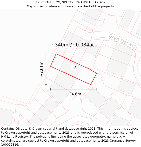 17, CEFN HELYG, SKETTY, SWANSEA, SA2 9GY: Plot and title map