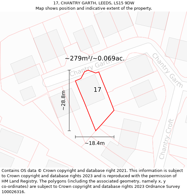 17, CHANTRY GARTH, LEEDS, LS15 9DW: Plot and title map