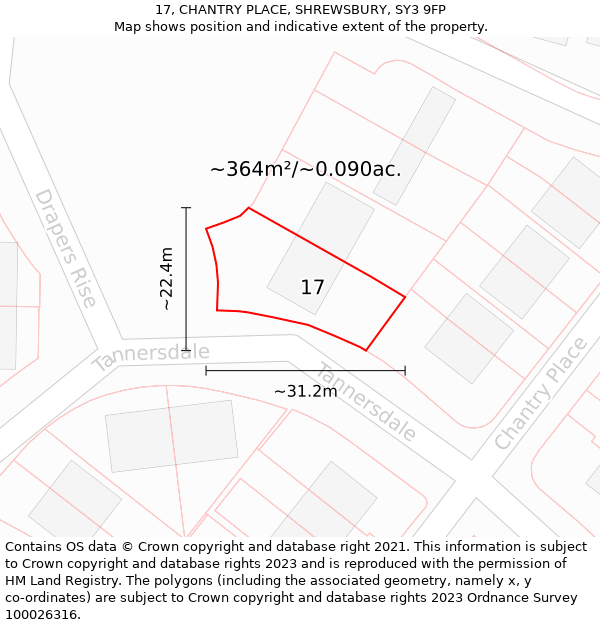 17, CHANTRY PLACE, SHREWSBURY, SY3 9FP: Plot and title map