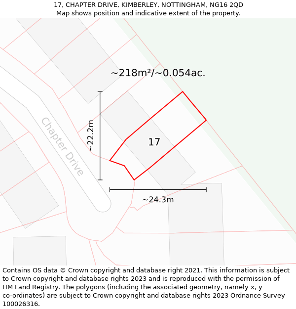 17, CHAPTER DRIVE, KIMBERLEY, NOTTINGHAM, NG16 2QD: Plot and title map