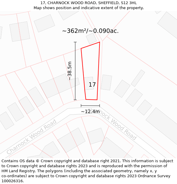 17, CHARNOCK WOOD ROAD, SHEFFIELD, S12 3HL: Plot and title map