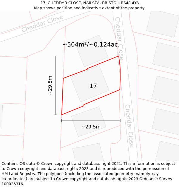 17, CHEDDAR CLOSE, NAILSEA, BRISTOL, BS48 4YA: Plot and title map