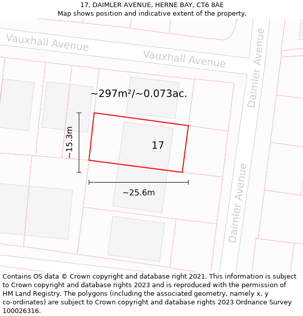 17, DAIMLER AVENUE, HERNE BAY, CT6 8AE: Plot and title map