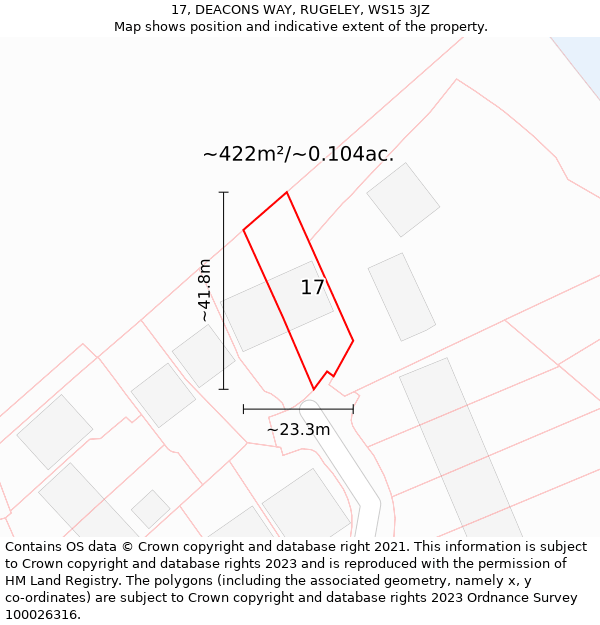 17, DEACONS WAY, RUGELEY, WS15 3JZ: Plot and title map