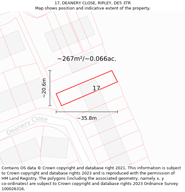 17, DEANERY CLOSE, RIPLEY, DE5 3TR: Plot and title map