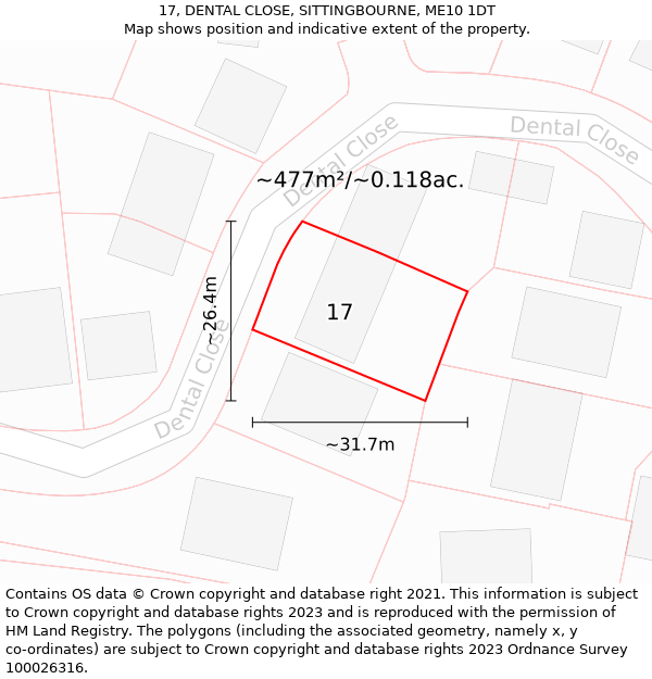 17, DENTAL CLOSE, SITTINGBOURNE, ME10 1DT: Plot and title map