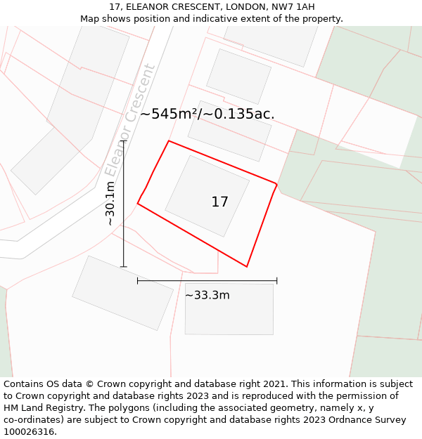 17, ELEANOR CRESCENT, LONDON, NW7 1AH: Plot and title map
