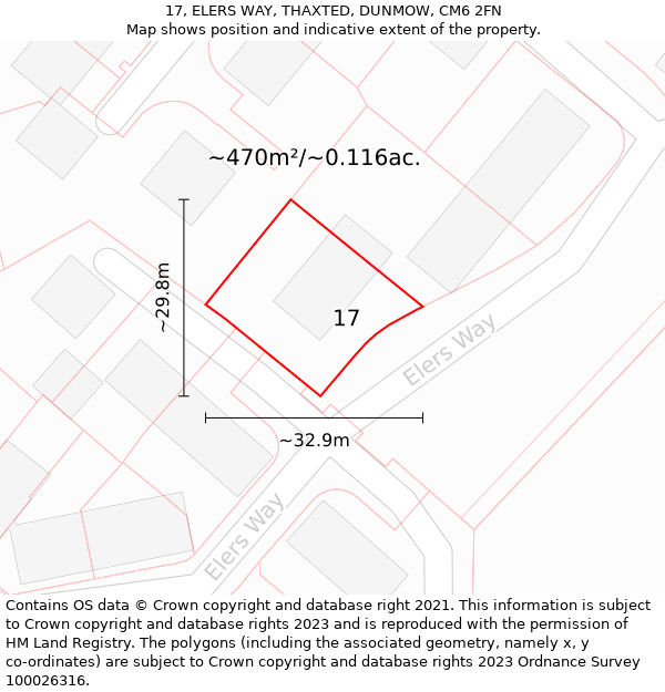 17, ELERS WAY, THAXTED, DUNMOW, CM6 2FN: Plot and title map