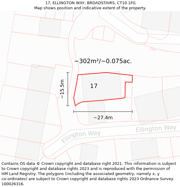 17, ELLINGTON WAY, BROADSTAIRS, CT10 1FG: Plot and title map