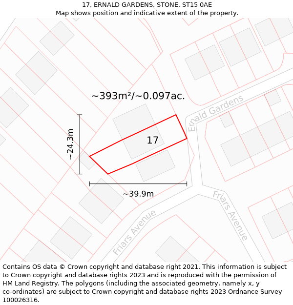 17, ERNALD GARDENS, STONE, ST15 0AE: Plot and title map