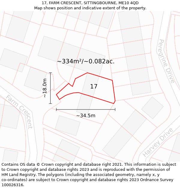 17, FARM CRESCENT, SITTINGBOURNE, ME10 4QD: Plot and title map