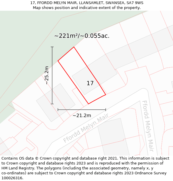 17, FFORDD MELYN MAIR, LLANSAMLET, SWANSEA, SA7 9WS: Plot and title map