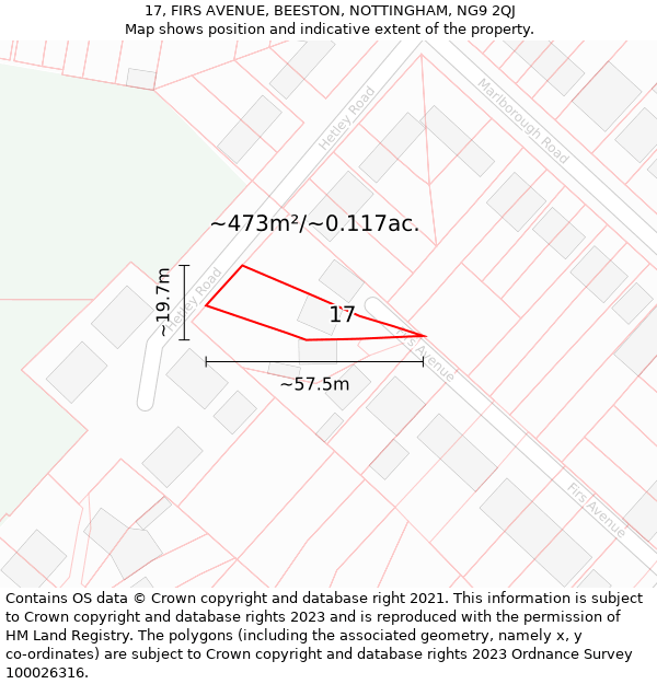 17, FIRS AVENUE, BEESTON, NOTTINGHAM, NG9 2QJ: Plot and title map