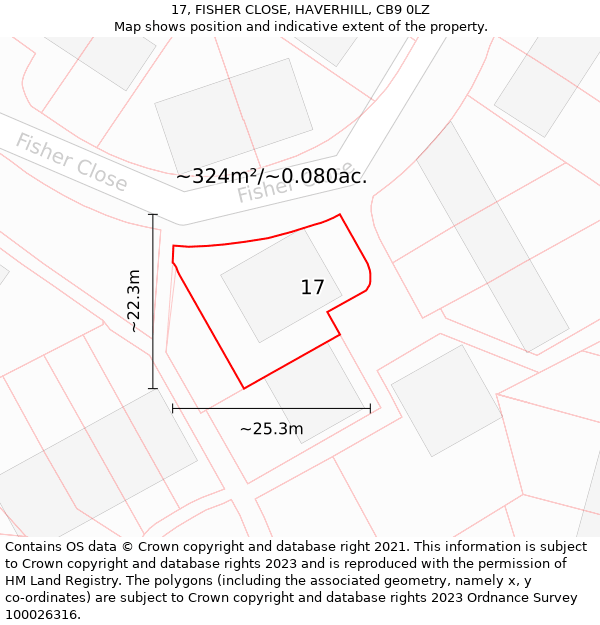 17, FISHER CLOSE, HAVERHILL, CB9 0LZ: Plot and title map