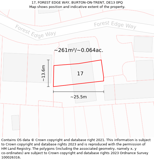 17, FOREST EDGE WAY, BURTON-ON-TRENT, DE13 0PQ: Plot and title map