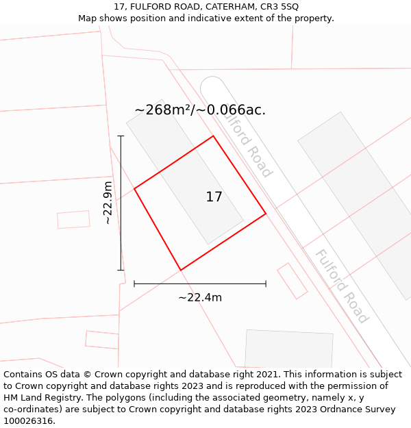 17, FULFORD ROAD, CATERHAM, CR3 5SQ: Plot and title map