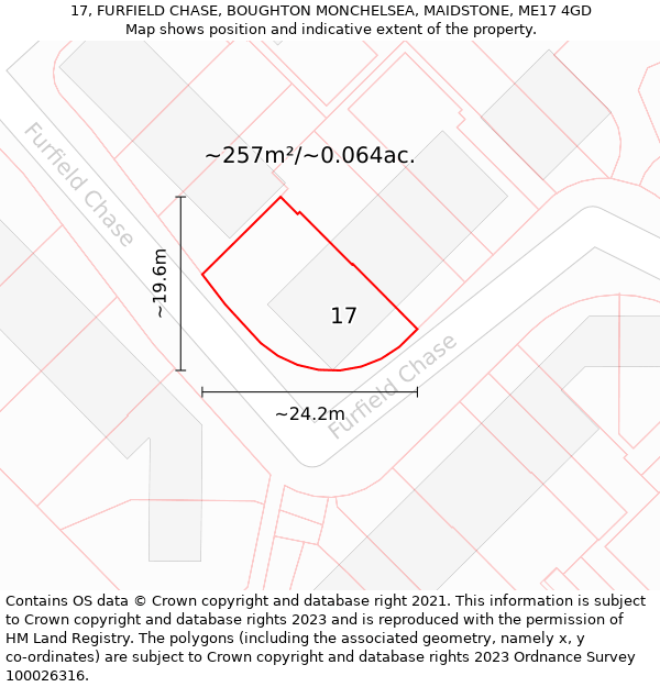 17, FURFIELD CHASE, BOUGHTON MONCHELSEA, MAIDSTONE, ME17 4GD: Plot and title map