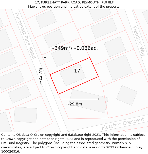 17, FURZEHATT PARK ROAD, PLYMOUTH, PL9 8LF: Plot and title map