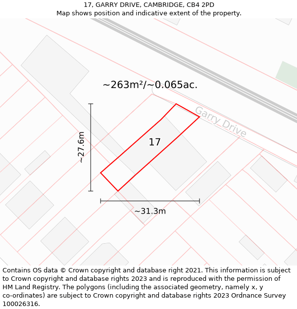 17, GARRY DRIVE, CAMBRIDGE, CB4 2PD: Plot and title map