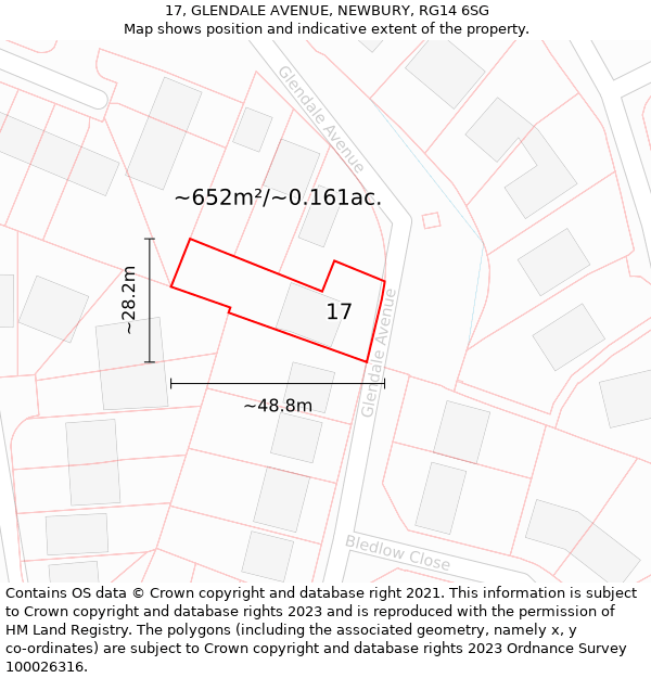 17, GLENDALE AVENUE, NEWBURY, RG14 6SG: Plot and title map