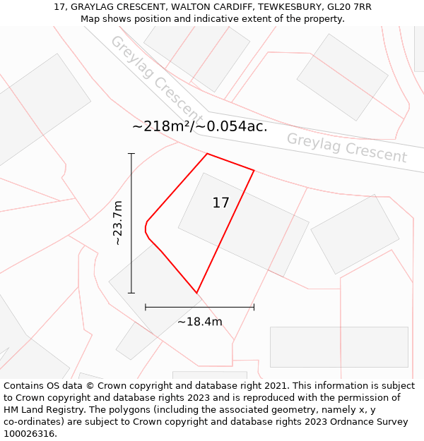 17, GRAYLAG CRESCENT, WALTON CARDIFF, TEWKESBURY, GL20 7RR: Plot and title map