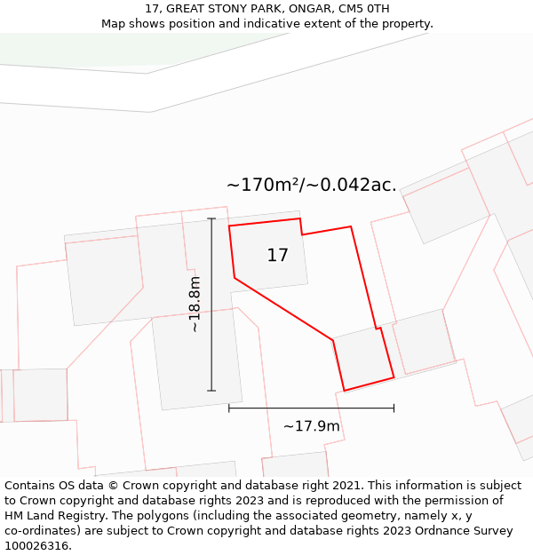 17, GREAT STONY PARK, ONGAR, CM5 0TH: Plot and title map