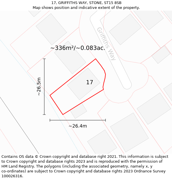 17, GRIFFITHS WAY, STONE, ST15 8SB: Plot and title map