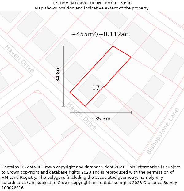 17, HAVEN DRIVE, HERNE BAY, CT6 6RG: Plot and title map