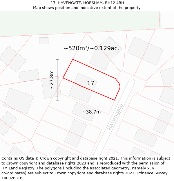 17, HAVENGATE, HORSHAM, RH12 4BH: Plot and title map