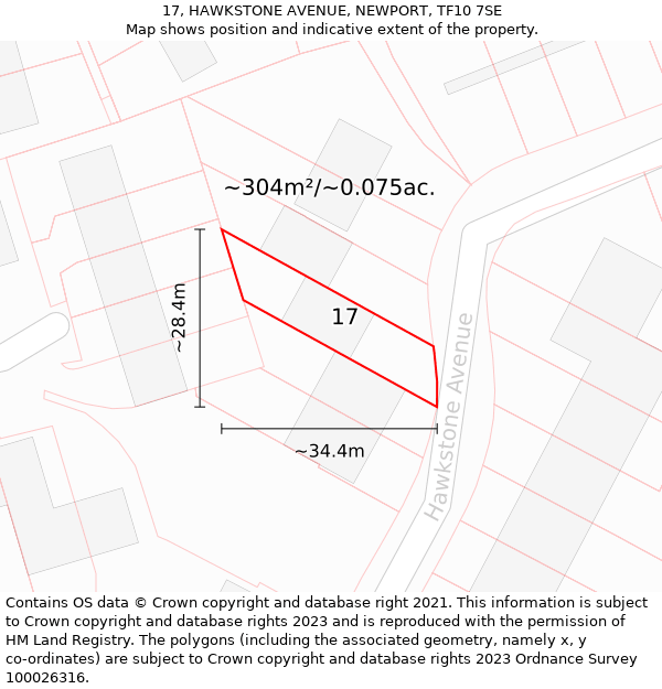 17, HAWKSTONE AVENUE, NEWPORT, TF10 7SE: Plot and title map