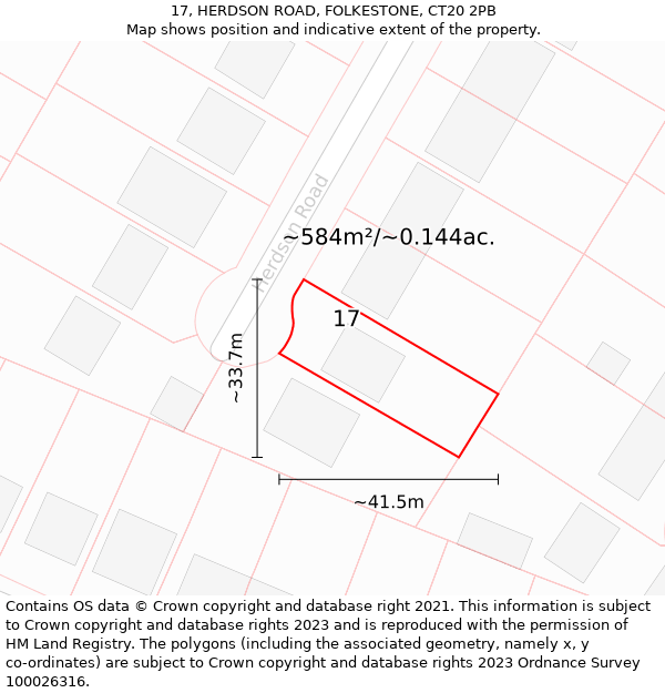 17, HERDSON ROAD, FOLKESTONE, CT20 2PB: Plot and title map