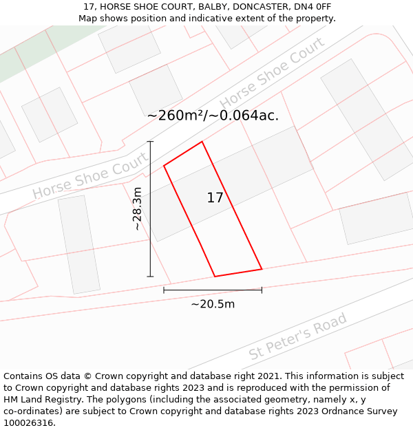 17, HORSE SHOE COURT, BALBY, DONCASTER, DN4 0FF: Plot and title map