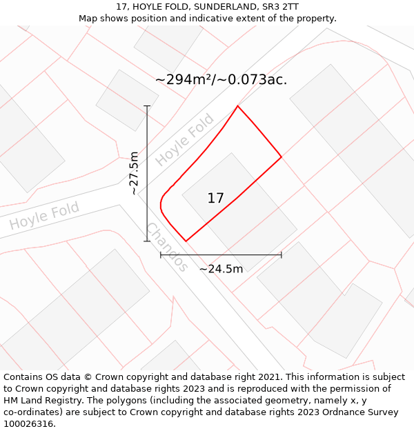 17, HOYLE FOLD, SUNDERLAND, SR3 2TT: Plot and title map