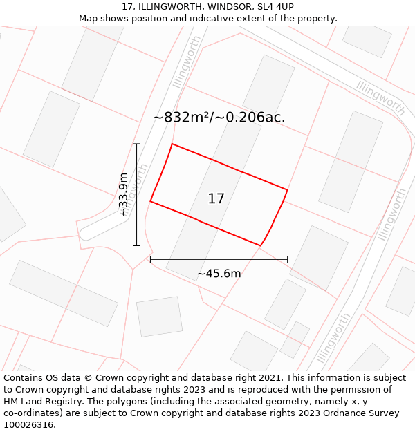 17, ILLINGWORTH, WINDSOR, SL4 4UP: Plot and title map