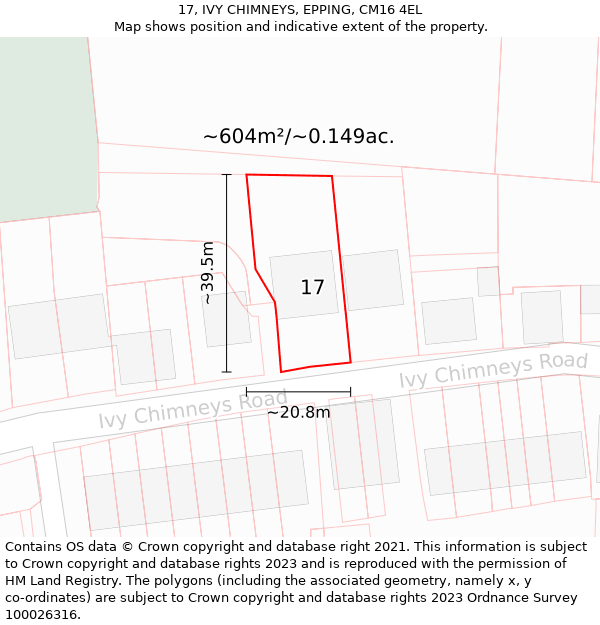 17, IVY CHIMNEYS, EPPING, CM16 4EL: Plot and title map