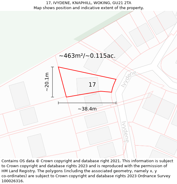 17, IVYDENE, KNAPHILL, WOKING, GU21 2TA: Plot and title map