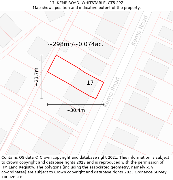 17, KEMP ROAD, WHITSTABLE, CT5 2PZ: Plot and title map